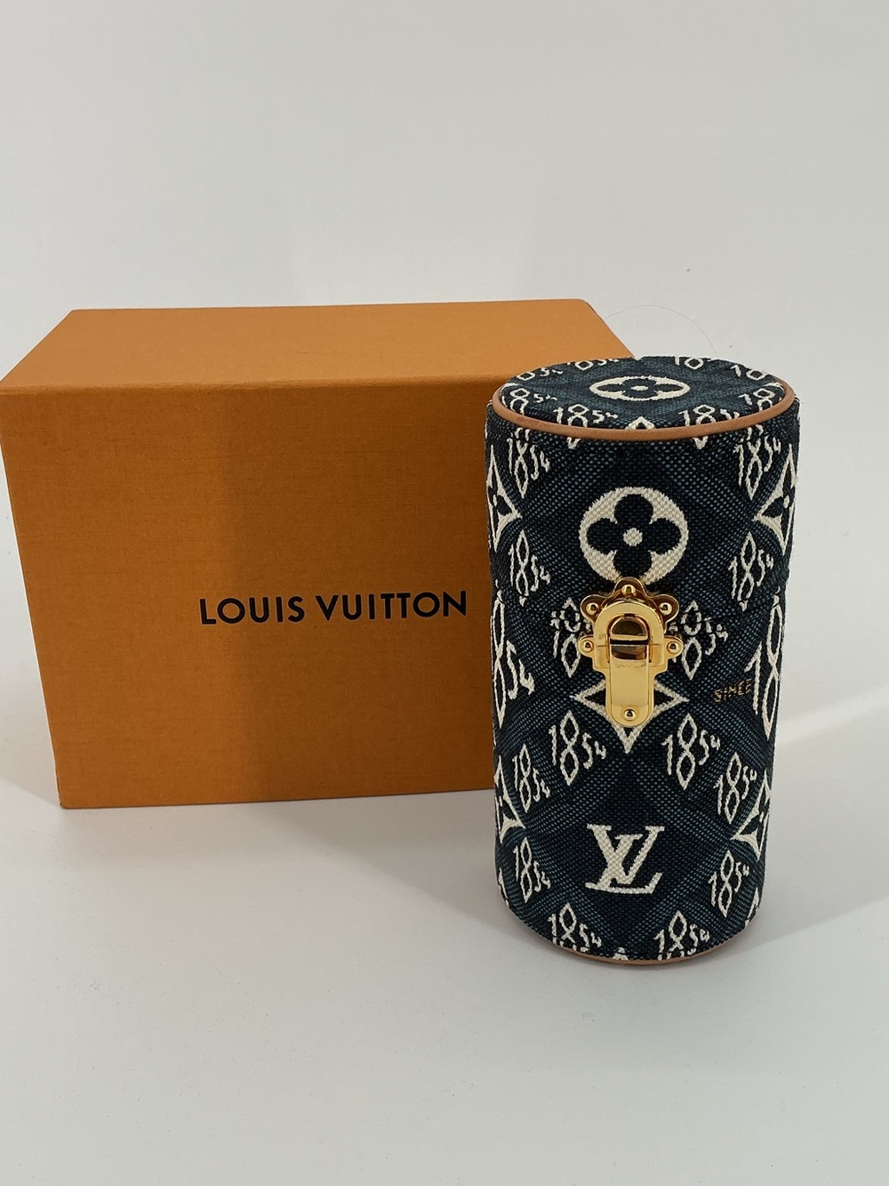 Louis Vuitton Since 1854 100ml Perfume Travel Case Navy Jacquard Canvas Box COA